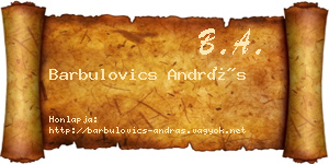 Barbulovics András névjegykártya